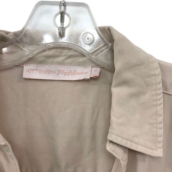 Kittenish X Flag & Anthem Khaki Women's Button-up Shirt Dress, US Medium - Picture 3 of 4
